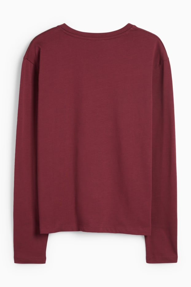 Damen - Langarmshirt - geblümt - bordeaux