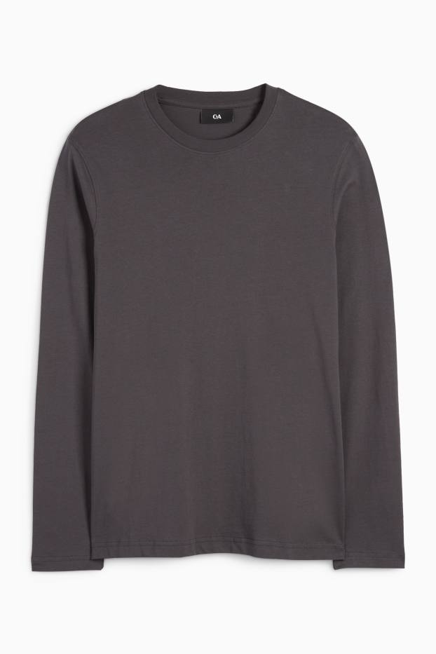 Heren - Longsleeve - donkergrijs