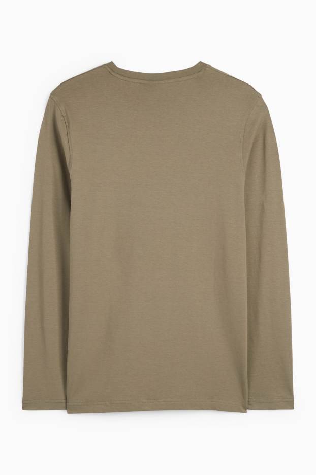 Herren - Langarmshirt - khaki