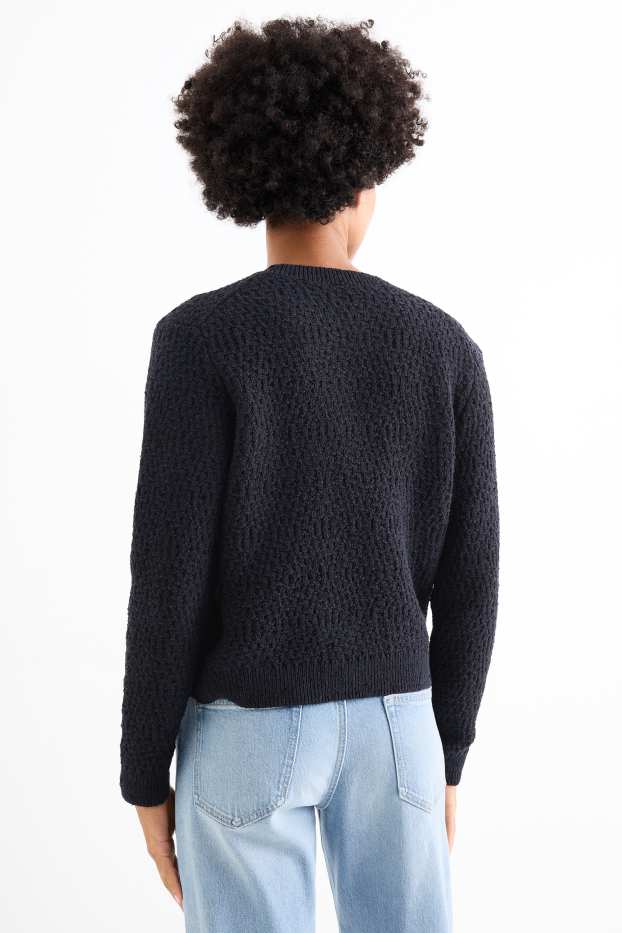 Donna - Cardigan - tessuto tramato - blu scuro