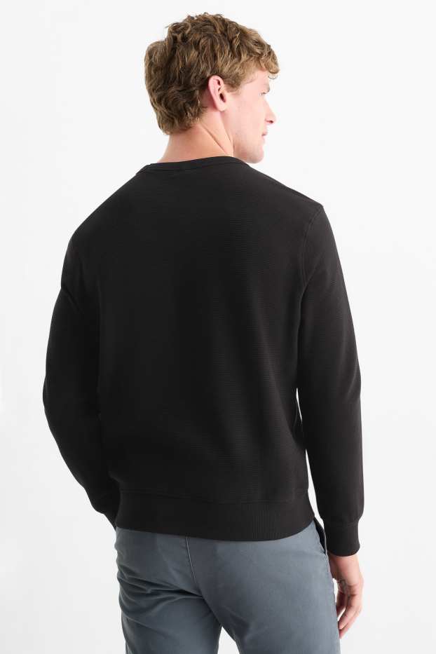 Herren - Sweatshirt - gerippt - schwarz