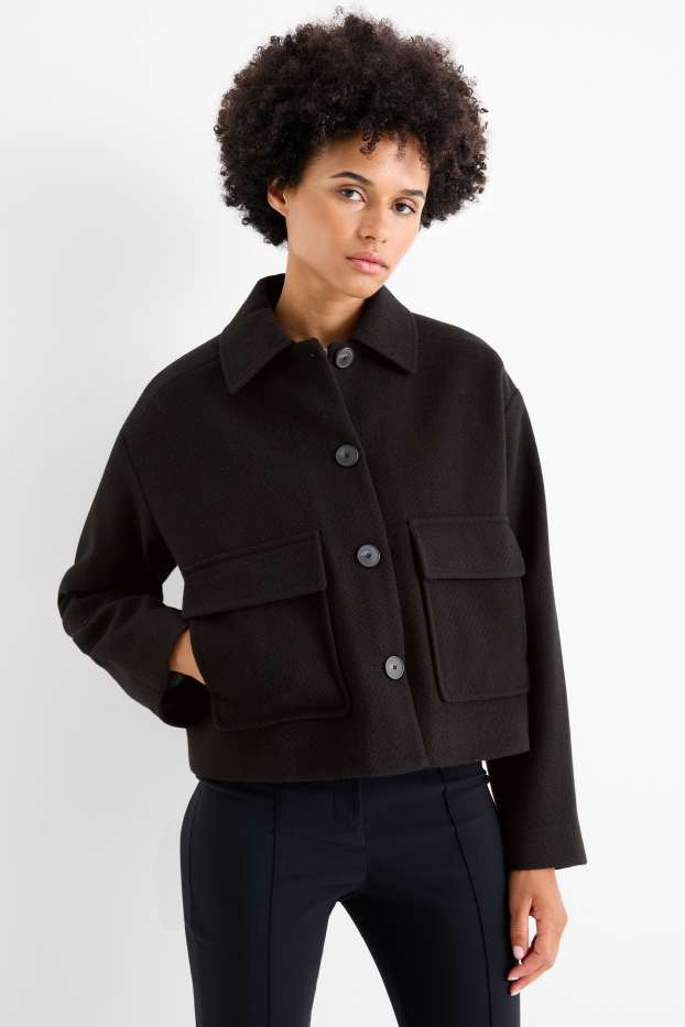 Damen - Jacke - strukturiert - schwarz