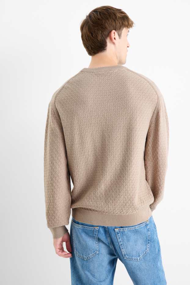 Men - Jumper - textured - beige