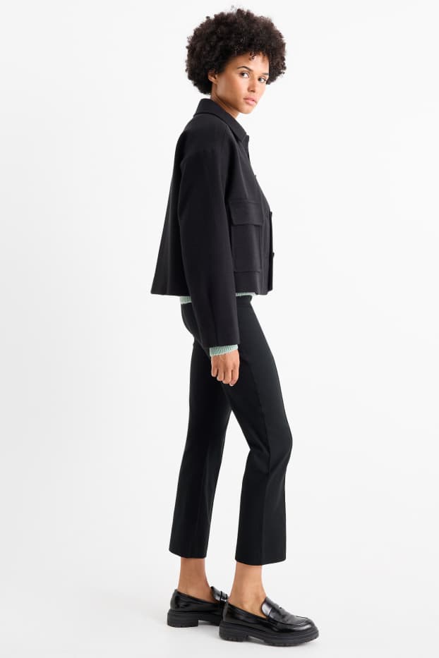 Damen - Stoffhose - High Waist - Flared - schwarz