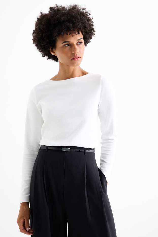 Donna - Maglia a maniche lunghe - regular fit - bianco