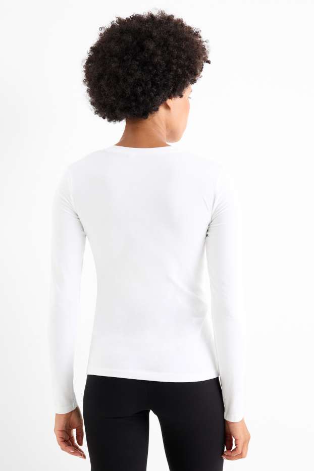 Mujer - Camiseta de manga larga - slim fit - blanco
