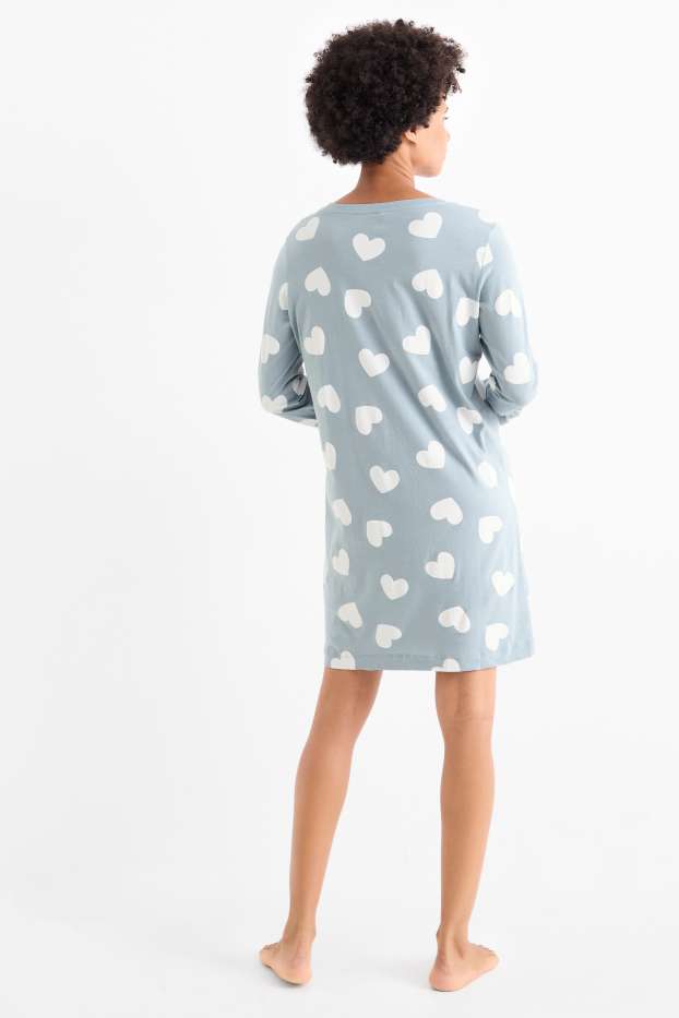 Donna - Camicia da notte - fantasia - azzurro