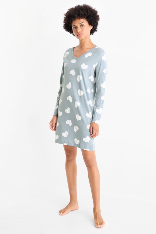 Donna - Camicia da notte - fantasia - azzurro