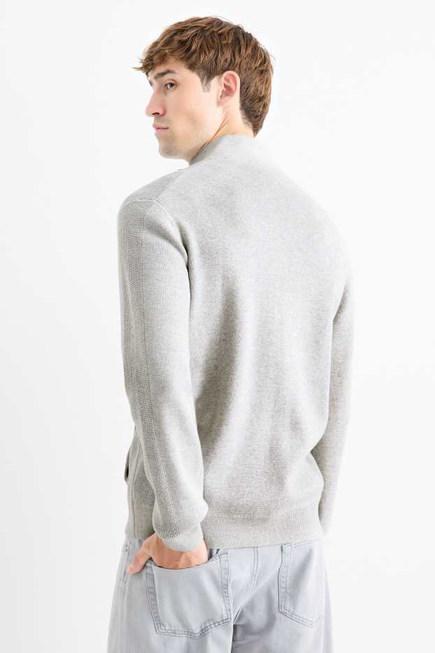 Herren - Strickjacke - hellgrau