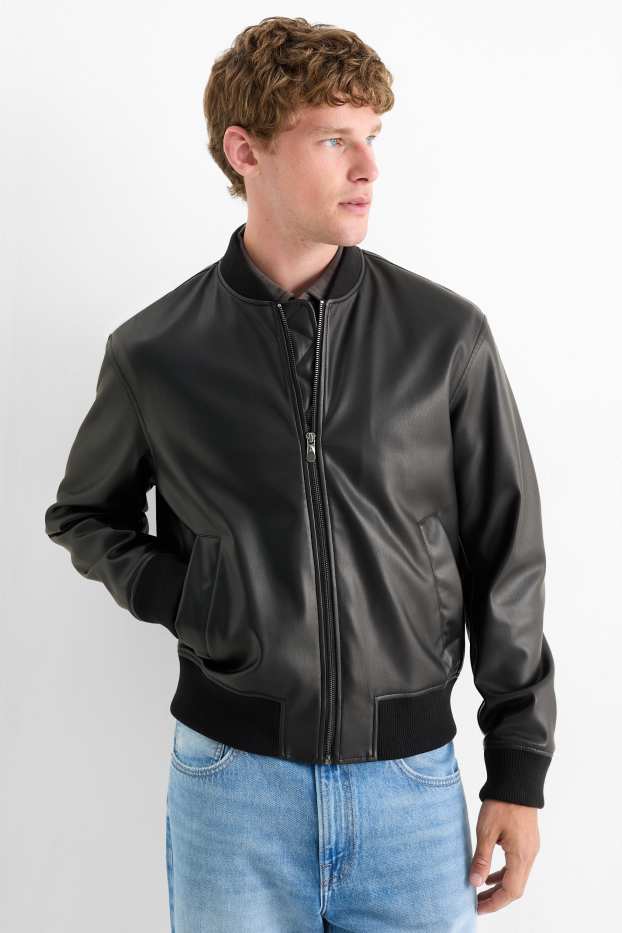 Herren - Blouson - Lederimitat - schwarz