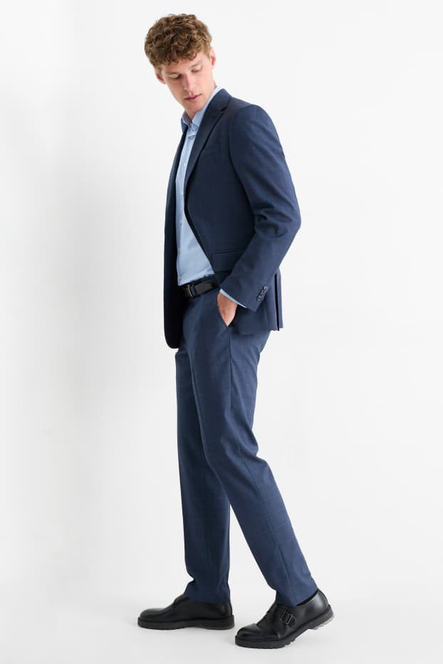 Men - Mix & match suit trousers - regular fit - check - dark blue