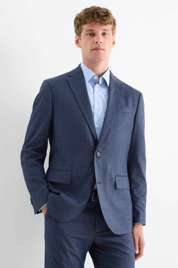 Men - Mix & match tailored jacket - regular fit - Flex - check - dark blue