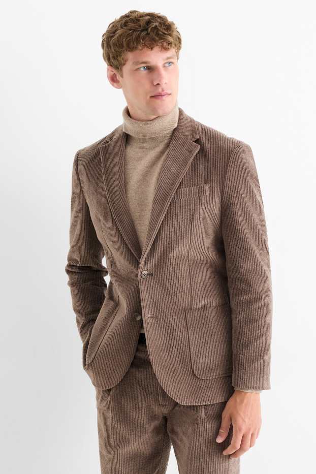 Uomo - Blazer coordinabile in velluto - regular fit - stretch - marrone