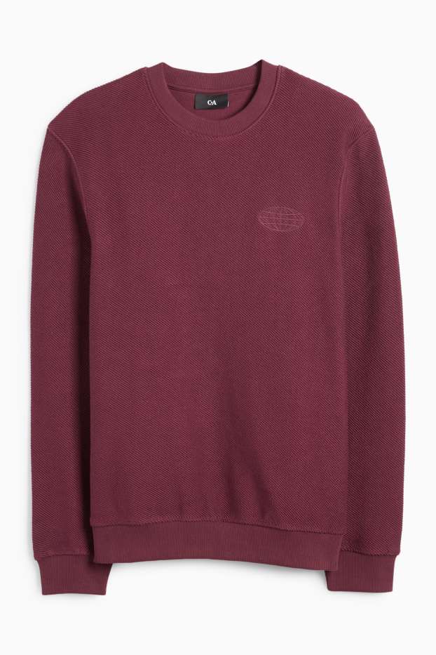 Herren - Sweatshirt - strukturiert - bordeaux