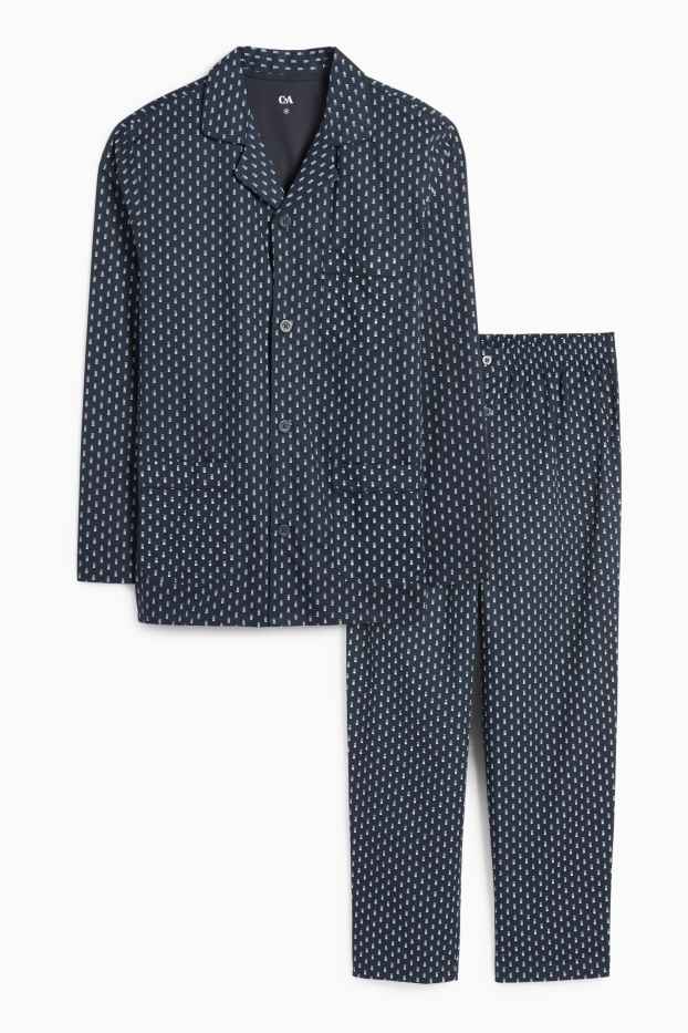 Hommes - Pyjama - imprimé minimaliste - bleu foncé