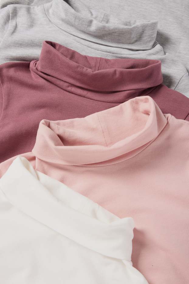 Kinderen: meisjes - Set van 4 - shirt met rolkraagje - wit