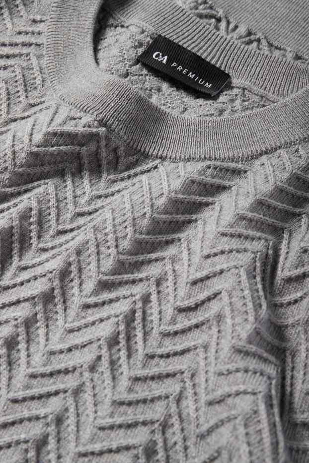 Herren - Pullover - Woll-Mix - strukturiert - grau