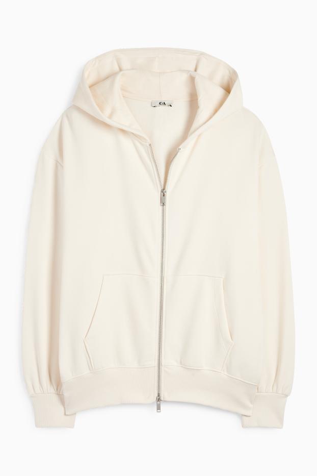 Femmes - Sweat zippé à capuche - blanc crème