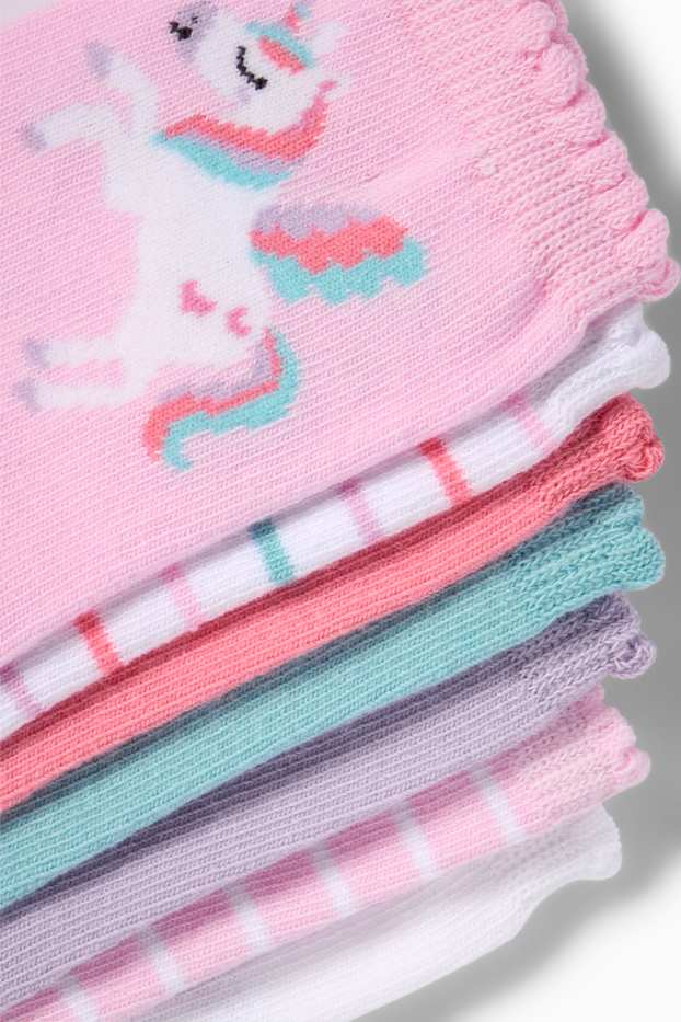 Kinder Mädchen - Multipack 7er - Einhorn und Regenbogen - Socken mit Motiv - rosa