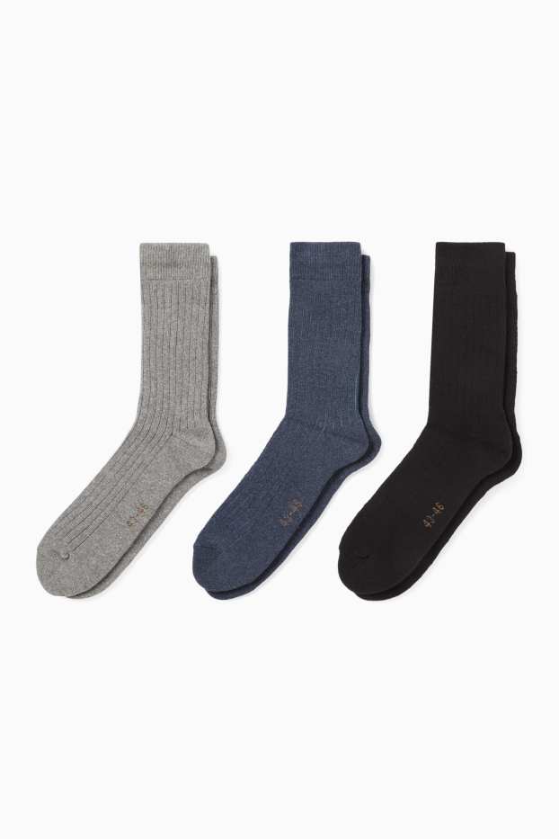 Herren - Multipack 3er - Socken - gerippt - schwarz