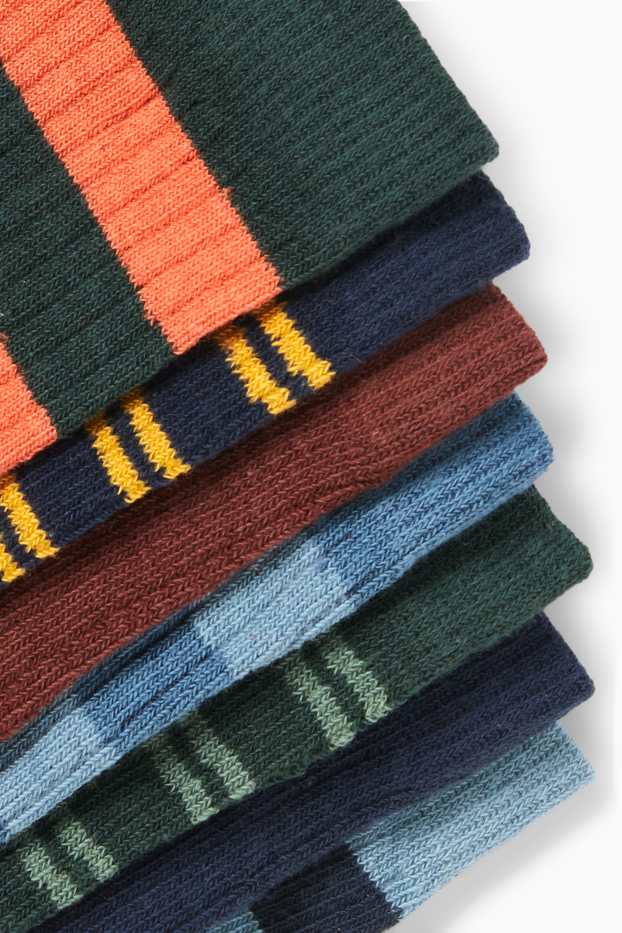 Enfants garçons - Lot de 7 paires - chaussettes - côtelées - bleu