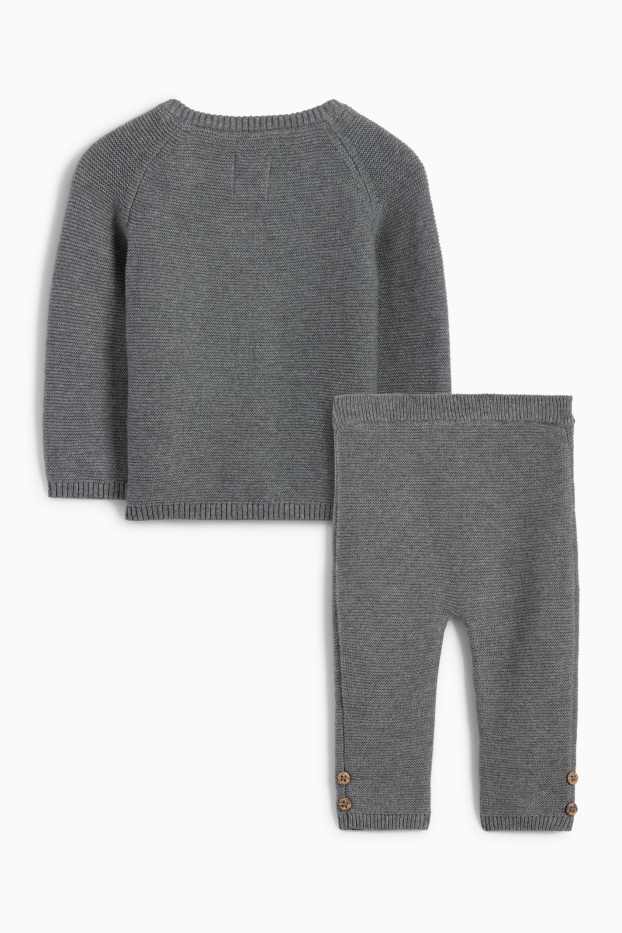 Unisex - Compleu bebeluși - reiat - 2 piese - gri închis