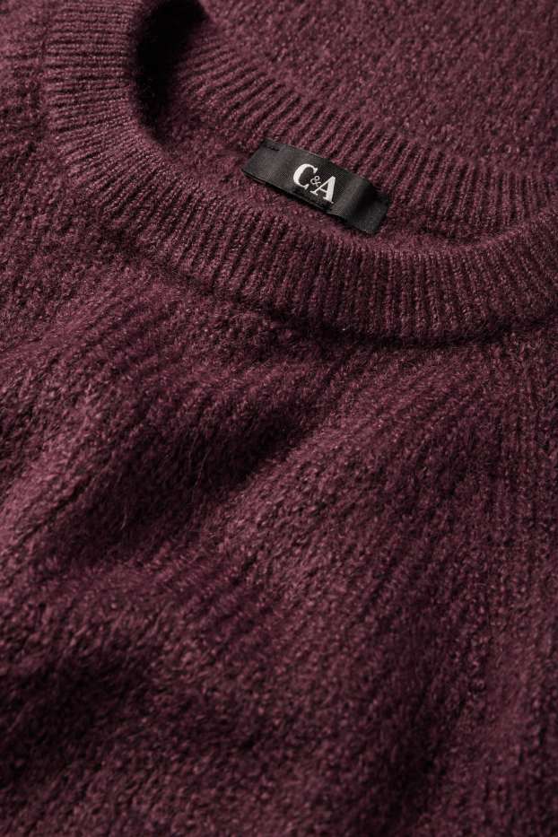 Donna - Vestito in maglia - a coste - porpora