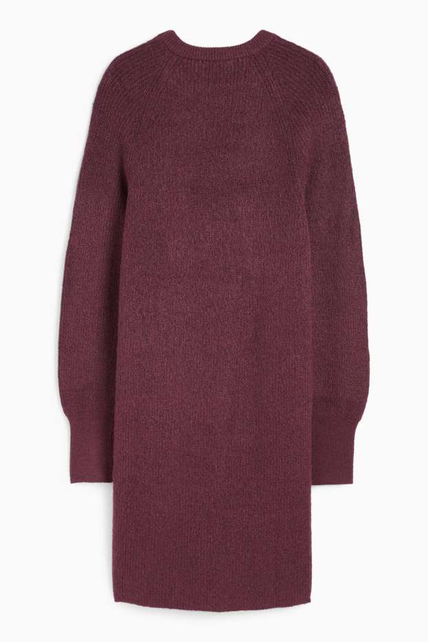 Donna - Vestito in maglia - a coste - porpora