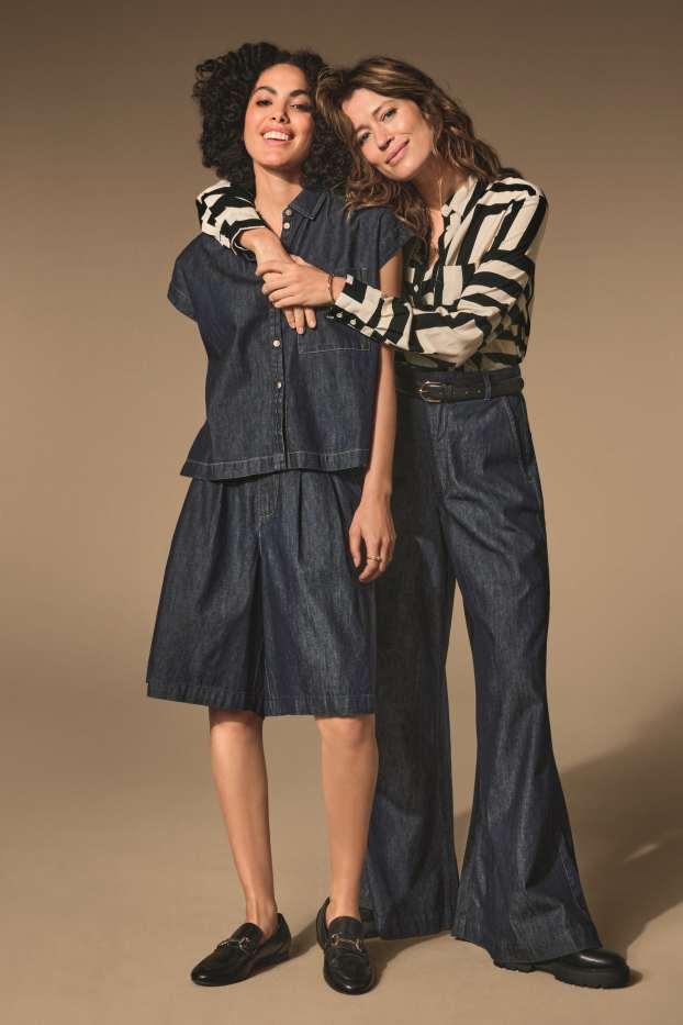 Donna - Bermuda di jeans - vita media - jeans blu scuro