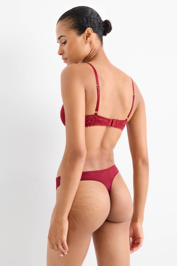 Dames - BH met beugels - DEMI - voorgevormd - donkerrood