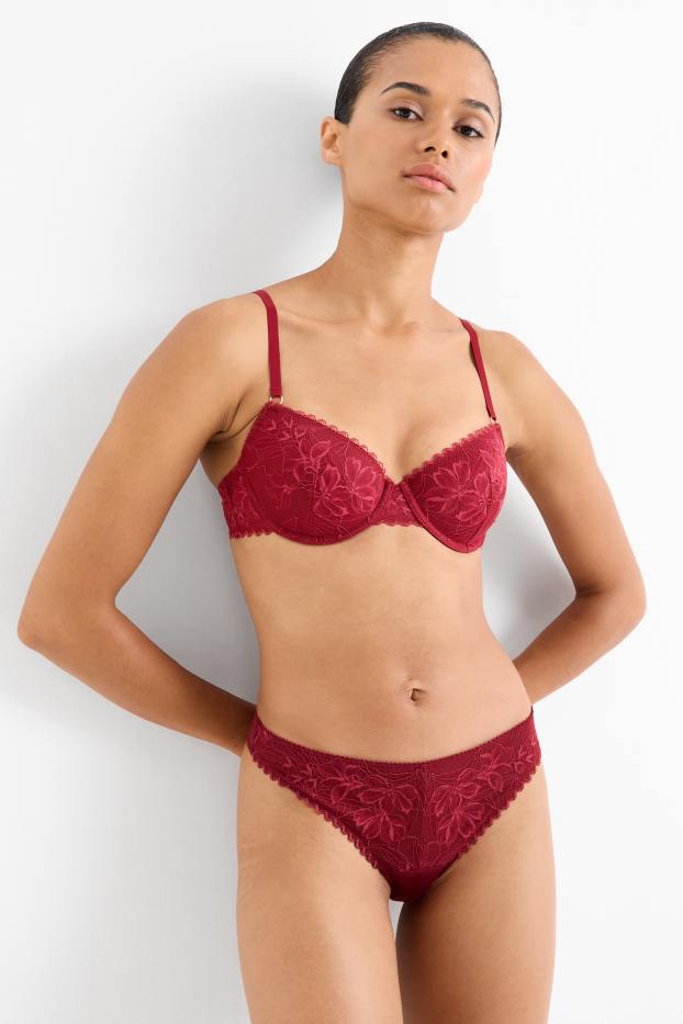 Dames - BH met beugels - DEMI - voorgevormd - donkerrood