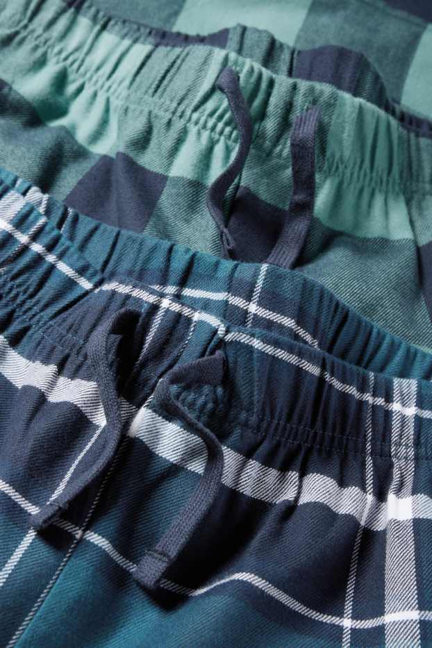 Enfants garçons - Lot de 2 - pantalons de pyjama - à carreaux - bleu foncé