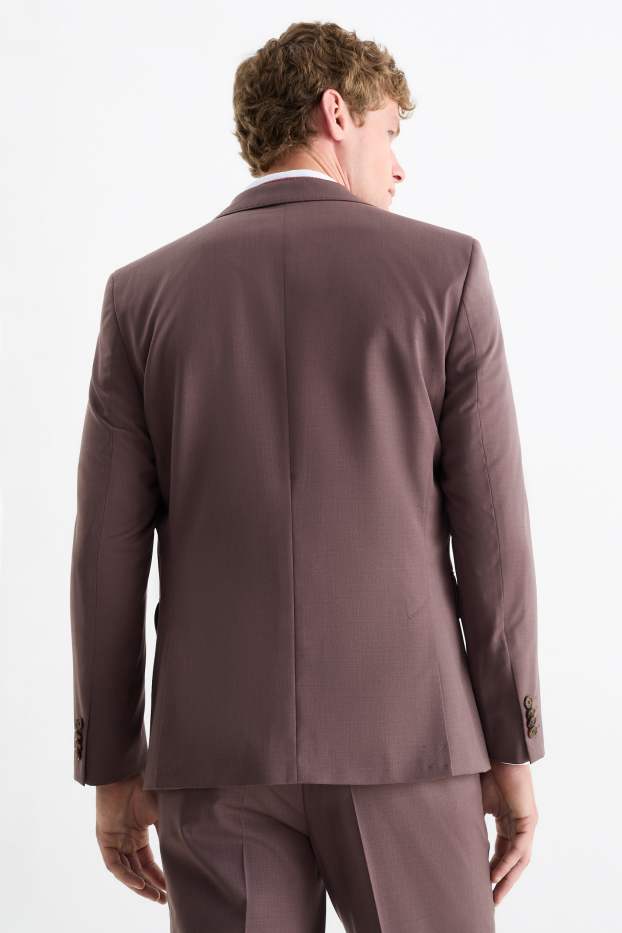 Hommes - Veste de costume en laine mélangée - slim fit - finition extensible - bordeaux