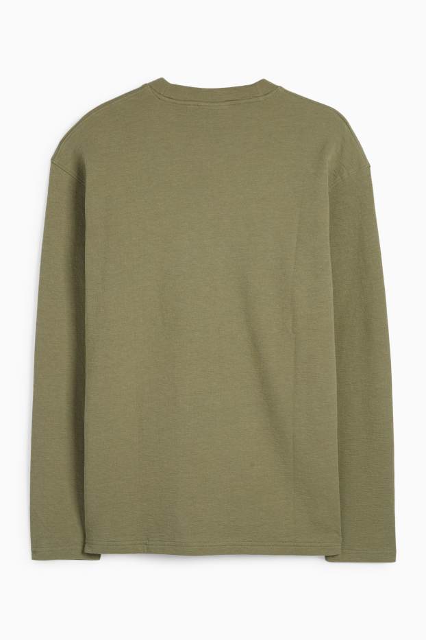Hombre - Camiseta de manga larga - con textura - verde