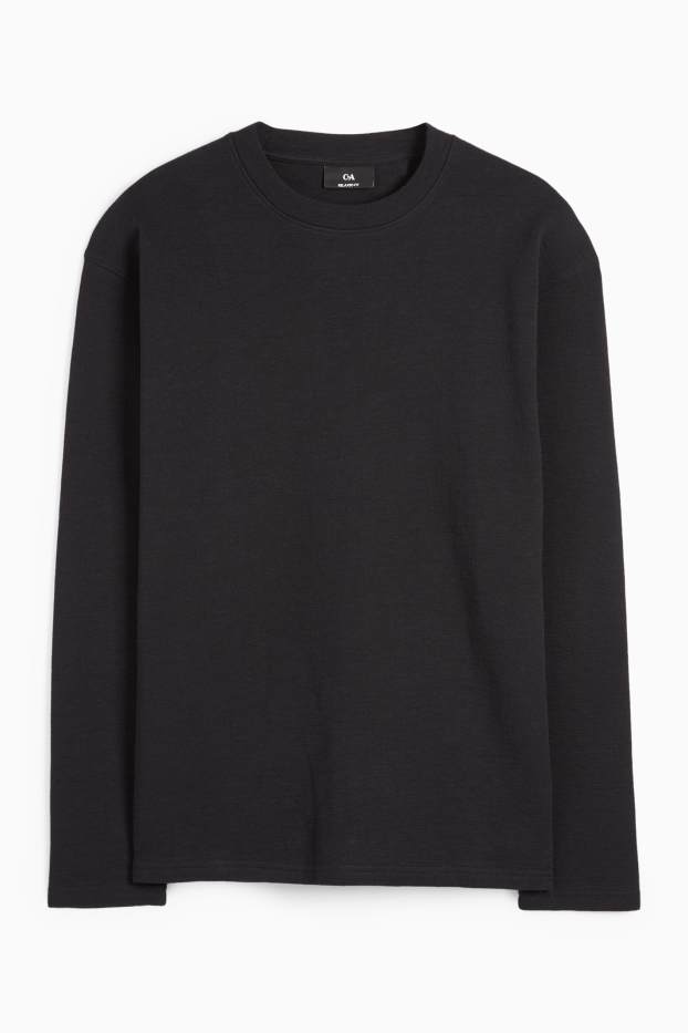 Herren - Langarmshirt - strukturiert - schwarz