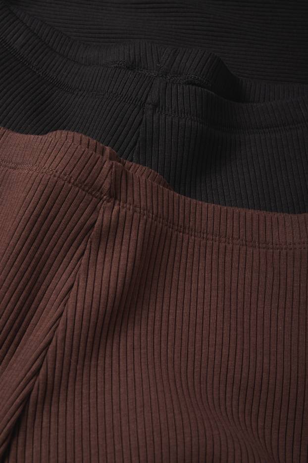 Bambine - Confezione da 2 - leggings a gamba larga - a costine - nero
