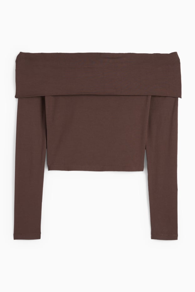 Dames - Korte longsleeve - donkerbruin