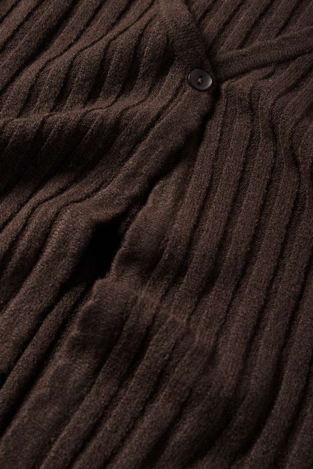 Femmes - Gilet en maille - finition côtelée - marron foncé