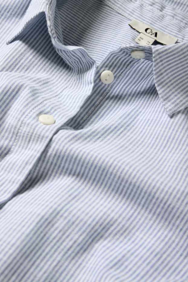 Damen - Bluse - gestreift - weiß / hellblau