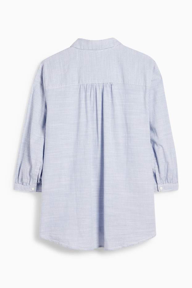 Damen - Bluse - gestreift - weiß / hellblau