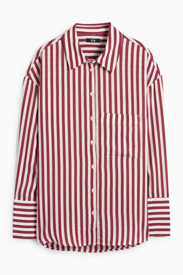 Dames - Blouse - gestreept - rood / crème wit