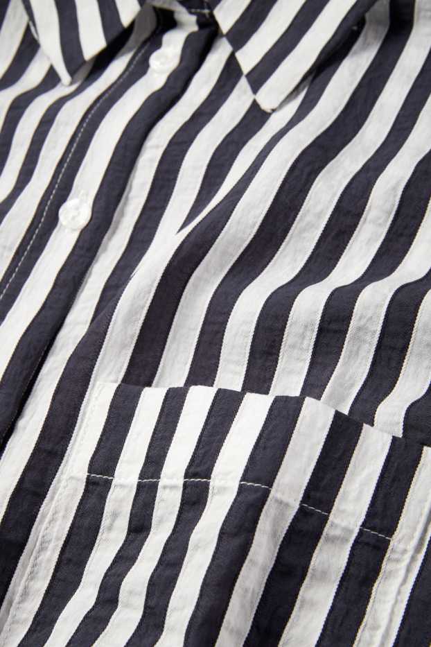 Damen - Bluse - gestreift - dunkelblau / weiss