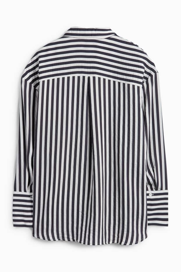Damen - Bluse - gestreift - dunkelblau / weiss