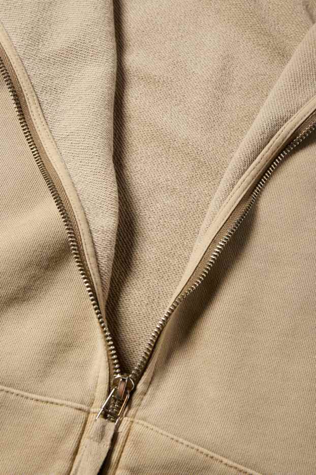 Uomo - Felpa con zip e cappuccio - beige