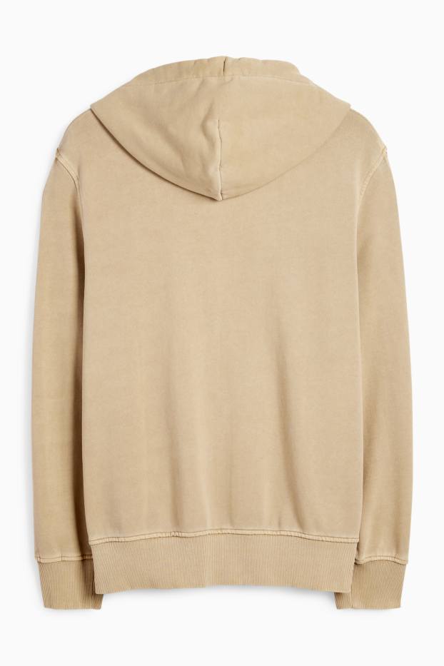 Uomo - Felpa con zip e cappuccio - beige