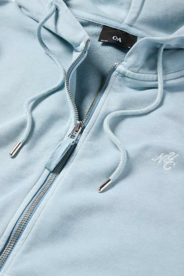 Uomo - Felpa con zip e cappuccio - azzurro