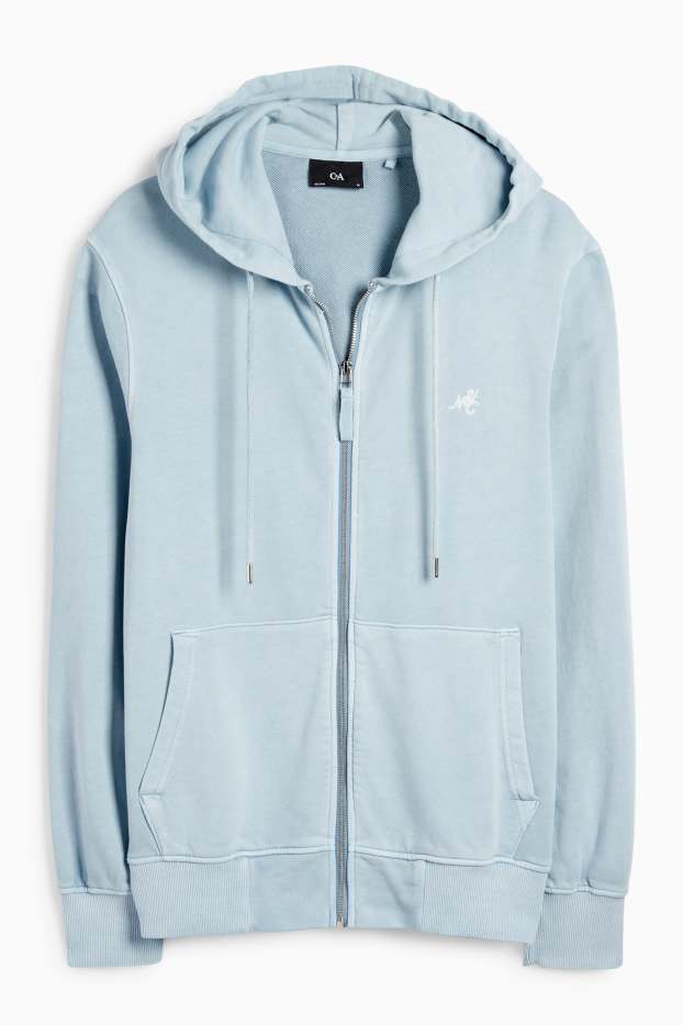 Uomo - Felpa con zip e cappuccio - azzurro