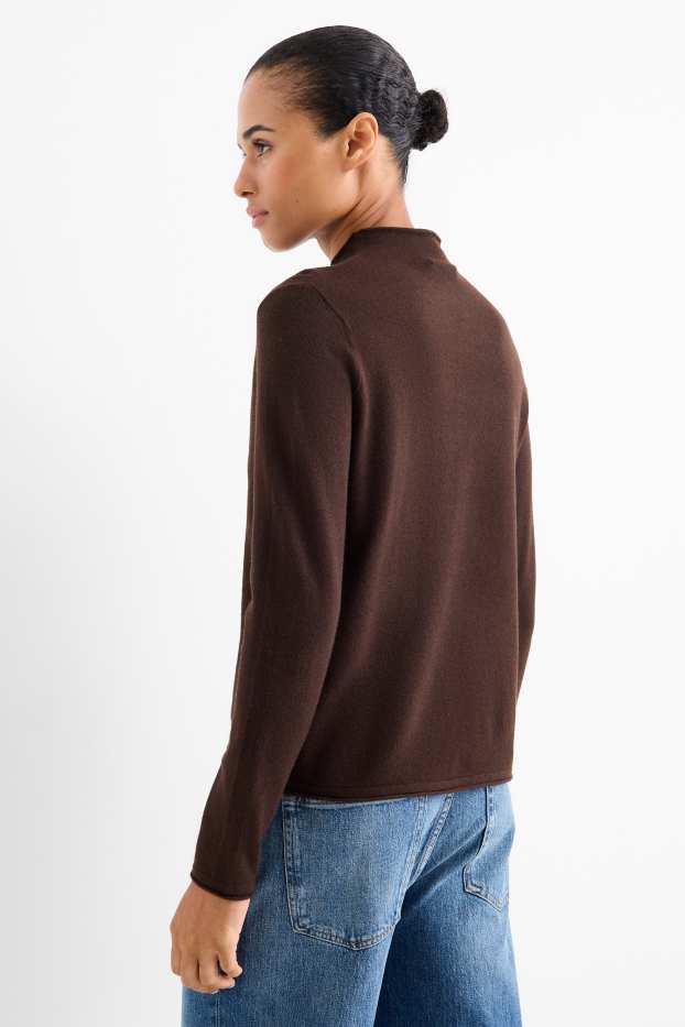 Women - Turtleneck jumper - dark brown