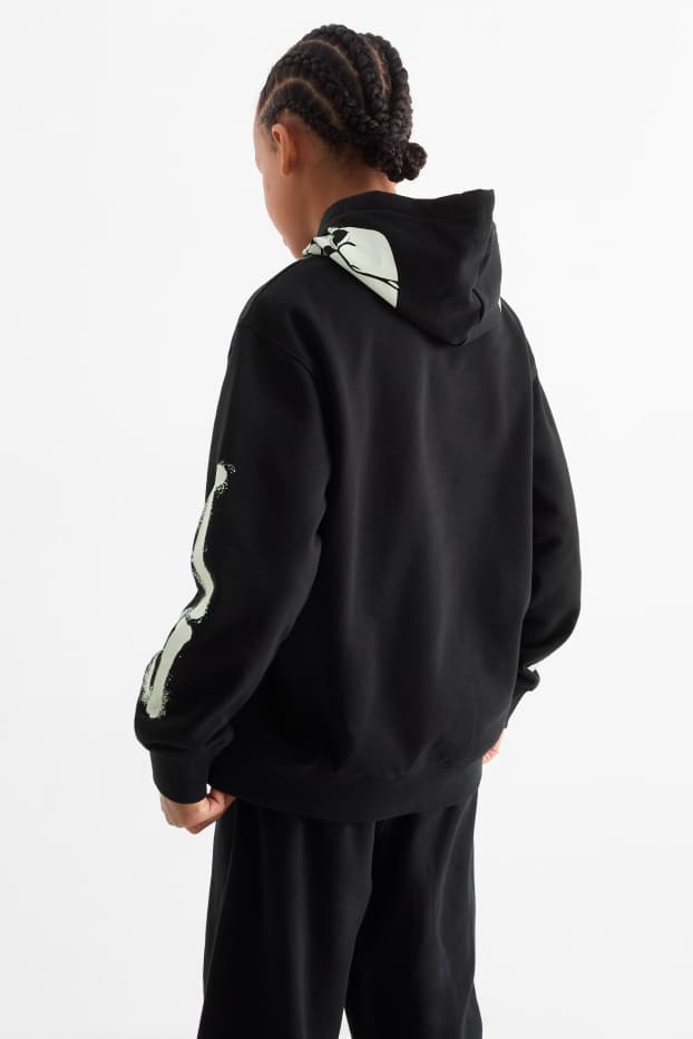 Kinder Buben - Halloween - Skelett - Hoodie - Glow in the dark - schwarz