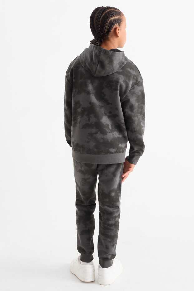 Enfants garçons - Ensemble - sweat à capuche et pantalon de jogging - 2 pièces - à motif - gris foncé